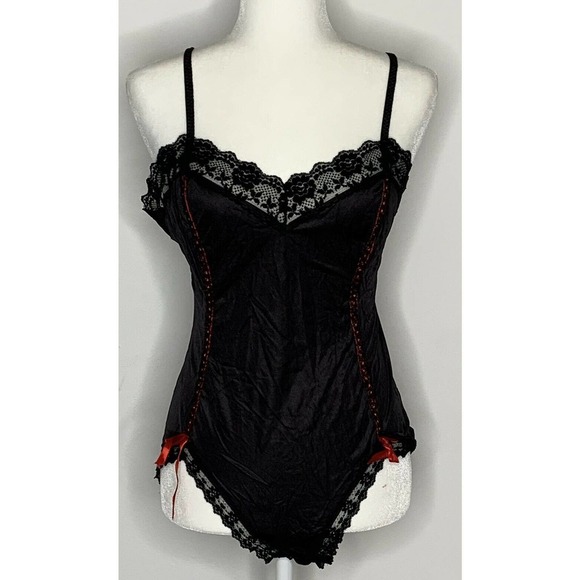 Vintage LADY CAMEO Lace Bow Lingerie Bodysuit M - Picture 3 of 10